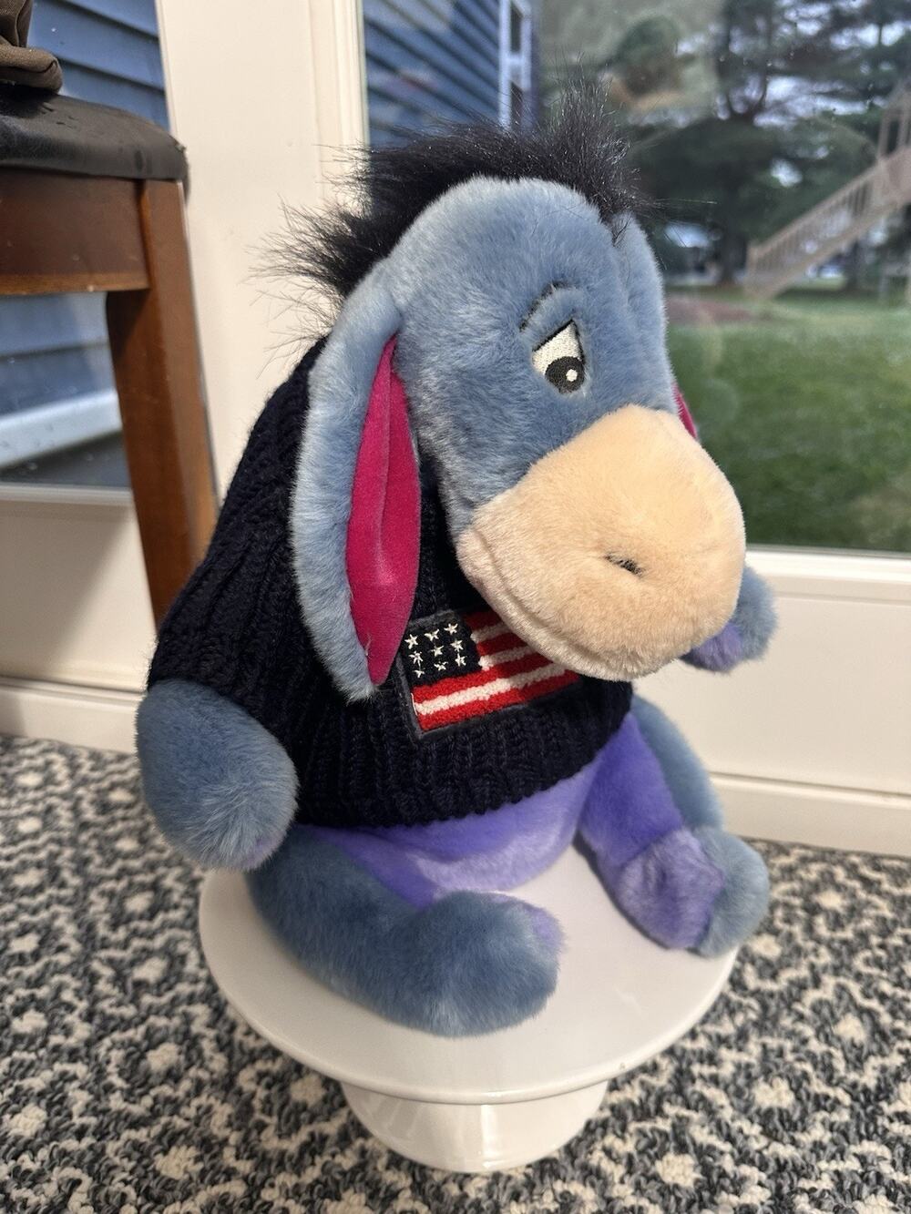 Disney Store Small 4th Fourth Of July Eeyore Plush 12" American Flag Sweater